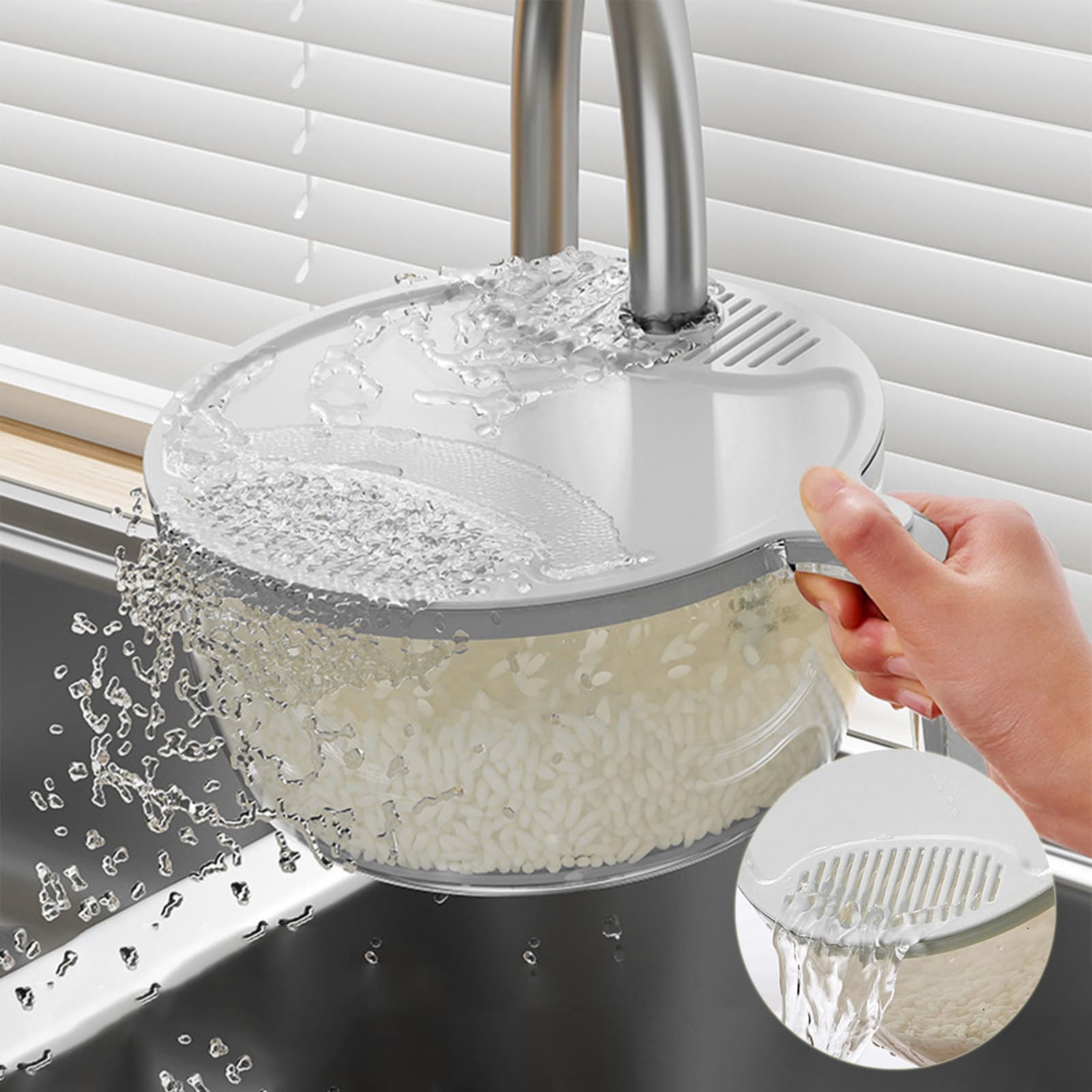 Escurridor multifunción para frutas, verduras y arroz