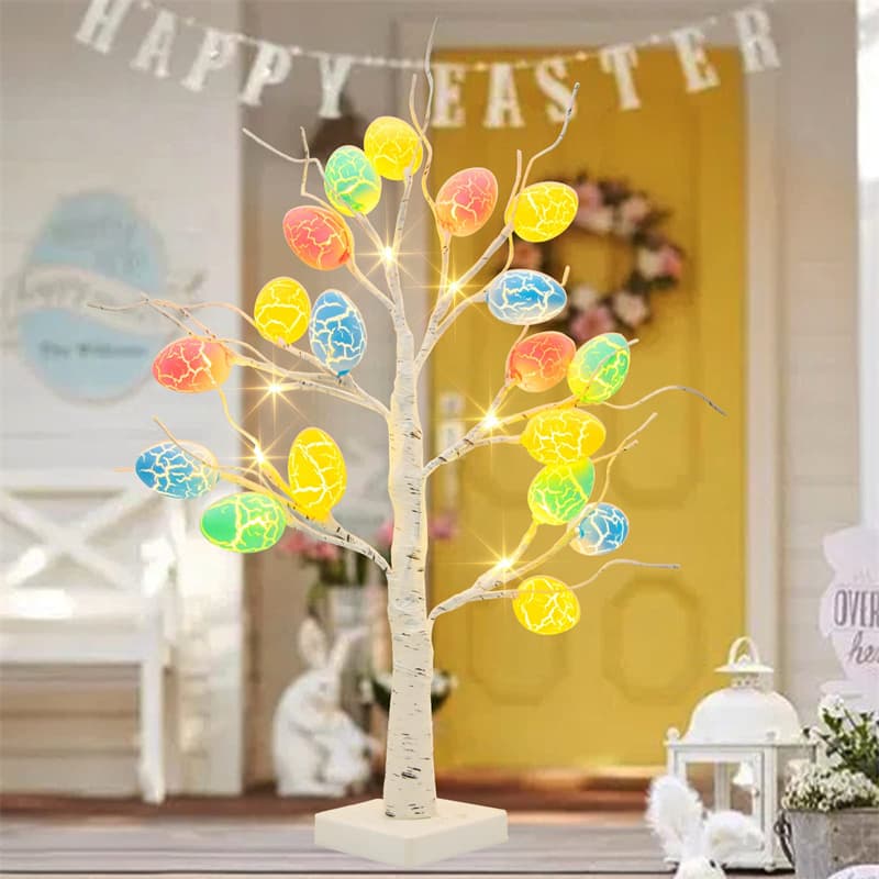 Árbol de Abedul Decorativo con Luces LED Pascua 60cm