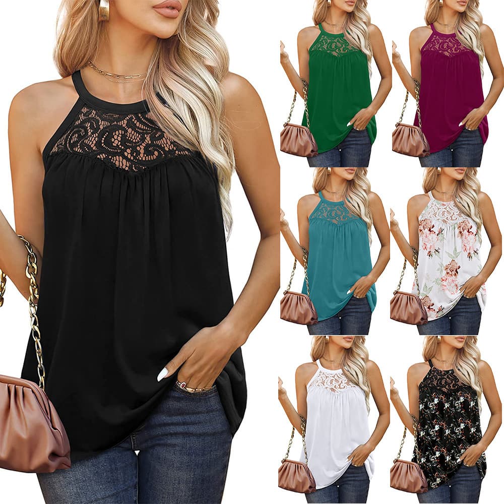 Camiseta de tirantes mujer encaje verano suelta