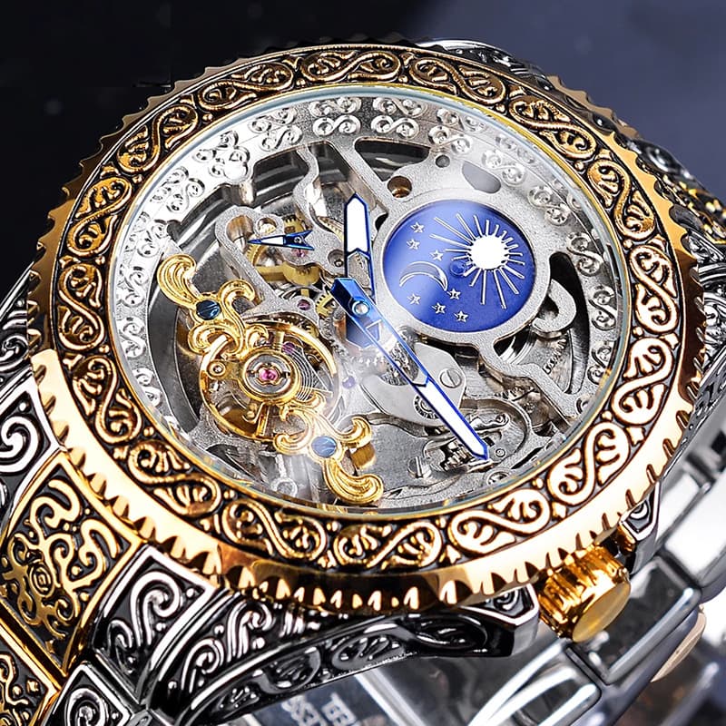 Reloj Automático Forsining Skeleton Tourbillon Lujo para Hombre