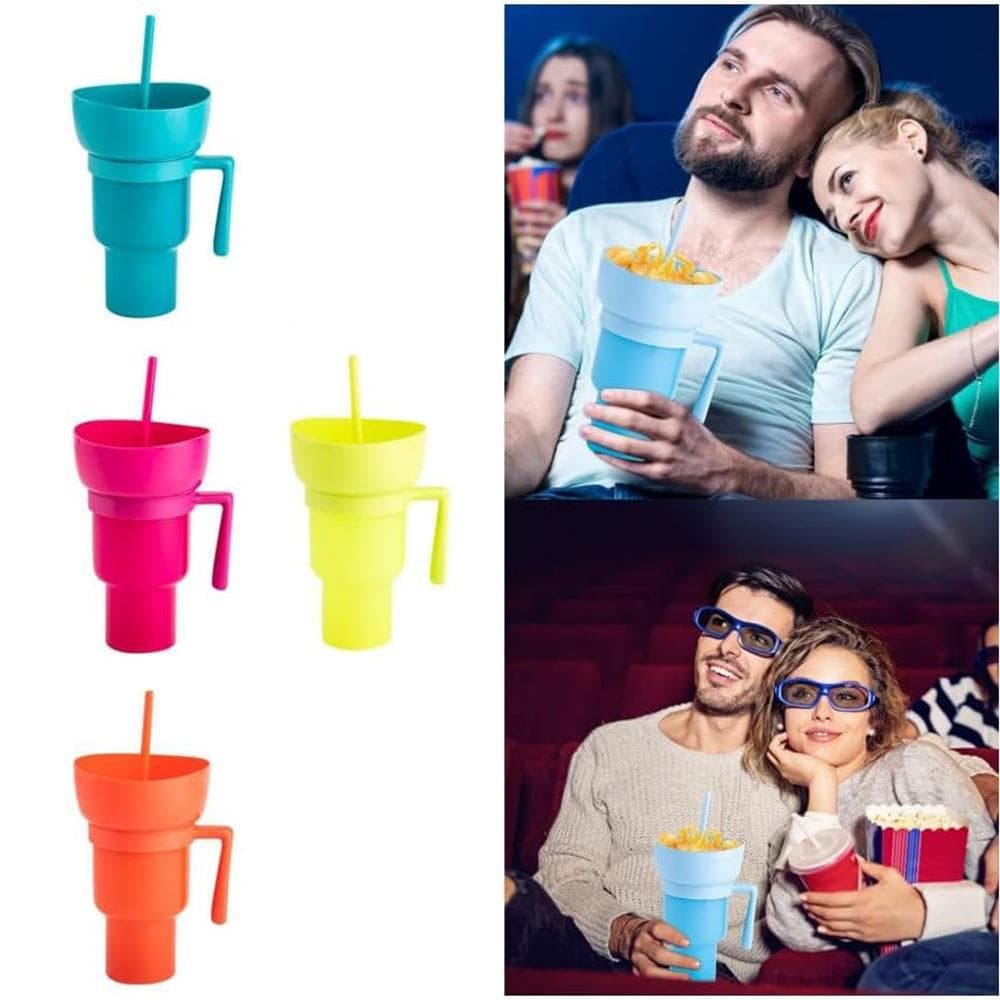 Vaso con Pajita y Asa para Snacks