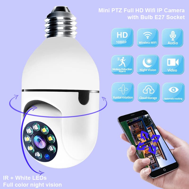 Cámara WiFi 1080P Bombilla E27 con Zoom 4X - Vigilancia Inteligente