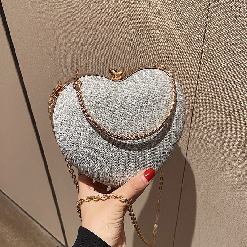 Bolso Bandolera Corazón de Melocotón con Cadena