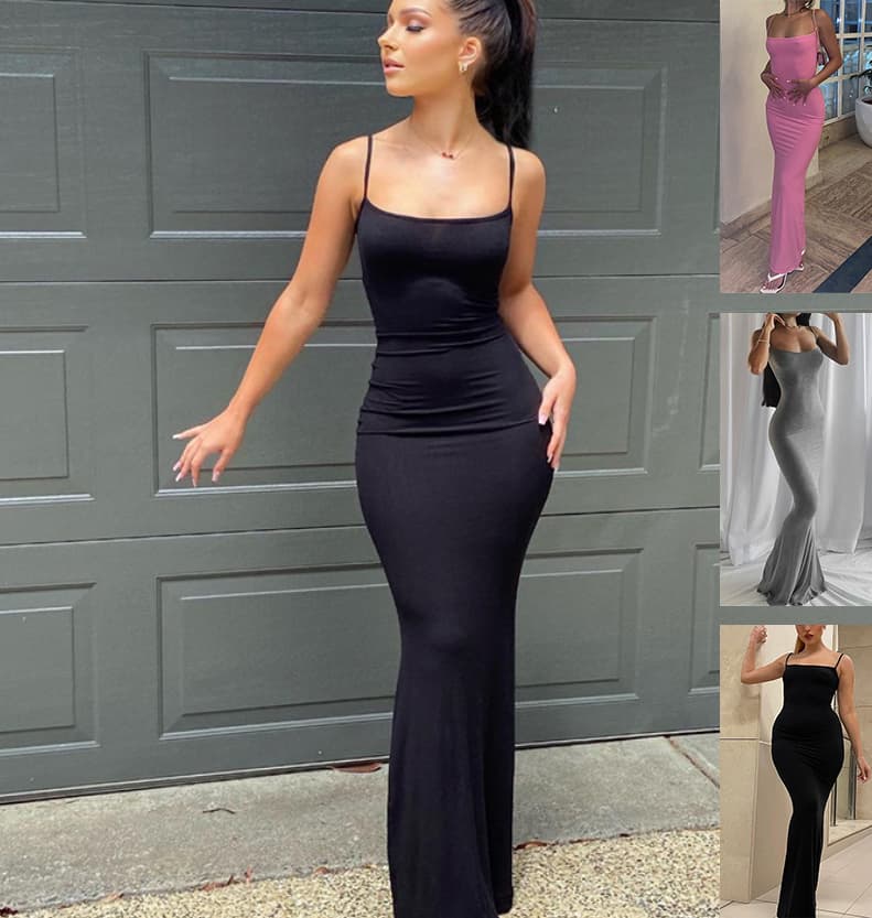 Vestido Largo Ceñido Tipo Bodycon para Mujer