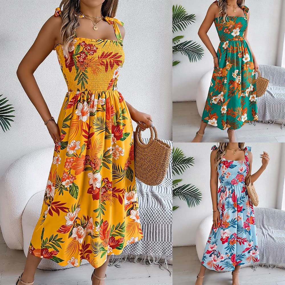 Vestido Corset con Estampado Floral y Tirantes