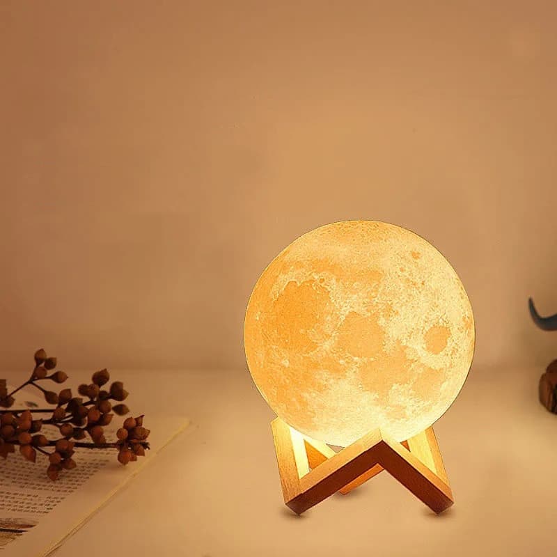 Lámpara de Mesa 3D Impresa Luna - Luz Nocturna