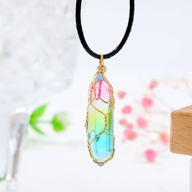 Collar de Cristal Geométrico Diamante Transparente para Mujer