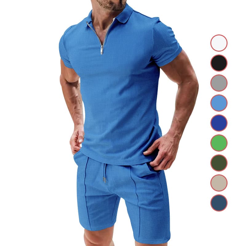Conjunto Hombre 2 Piezas Camiseta Cuello Solapa y Pantalón Corto