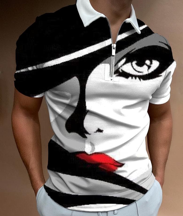 Camiseta Hombre Impresión Face Art Manga Corta Streetwear