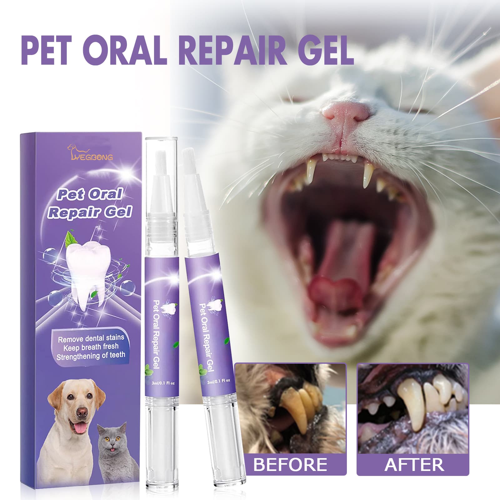 Gel Limpiador Reparador para Higiene Oral Mascotas