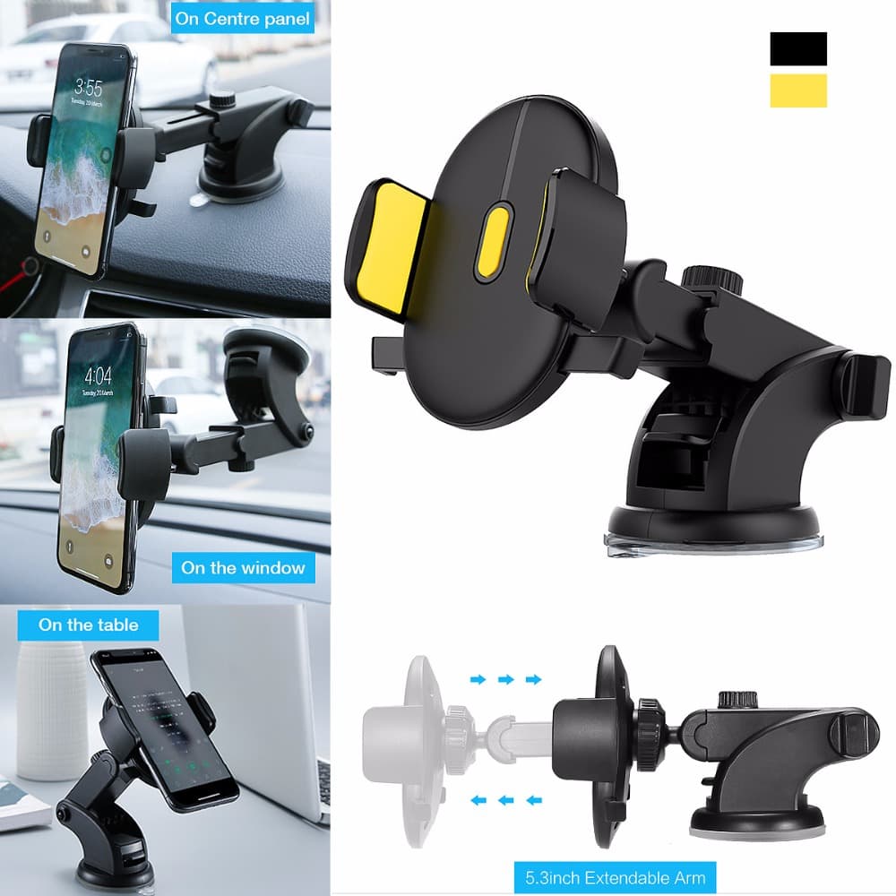 Soporte de Teléfono para Coche con Ventosa y Brazo Telescópico