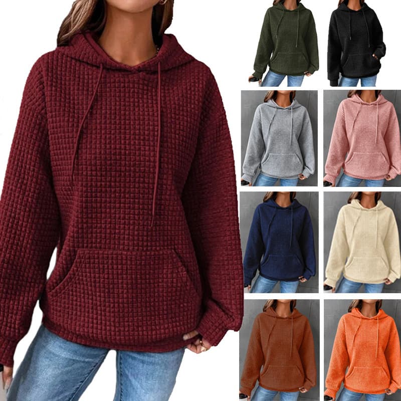 Sudadera con Capucha Waffle Mujer