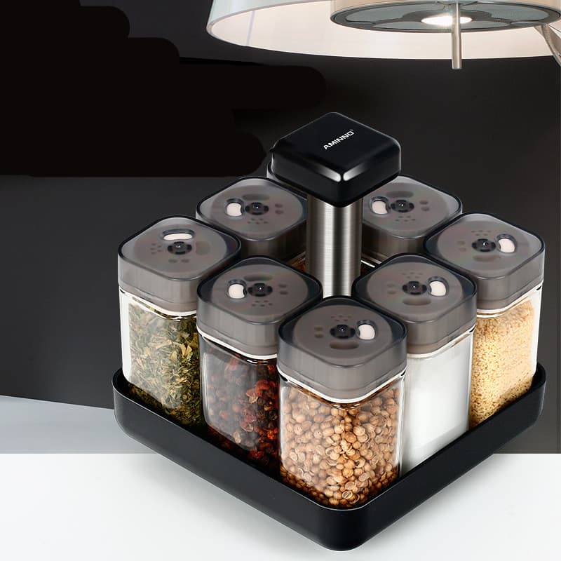 Organizador de Frascos de Especias de Cristal