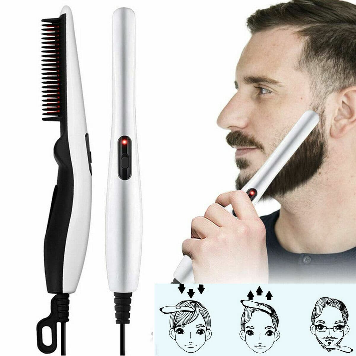 Peine Alisador Iónico con Calor para Cabello y Barba