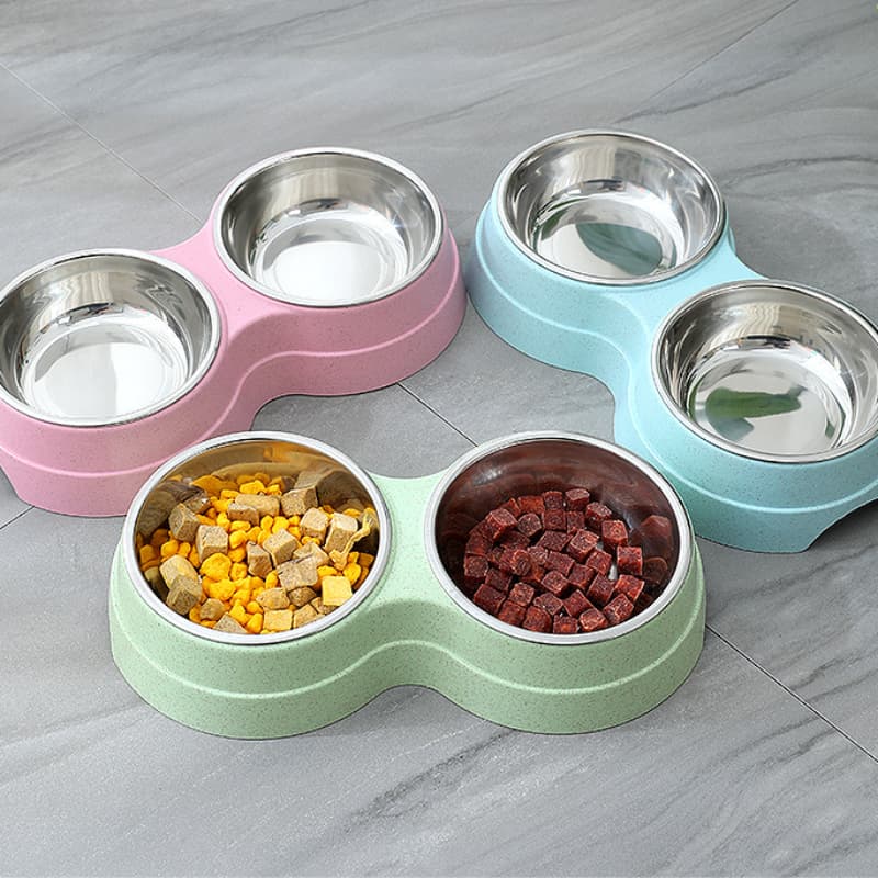 Comedero Doble para Mascotas Acero Inoxidable