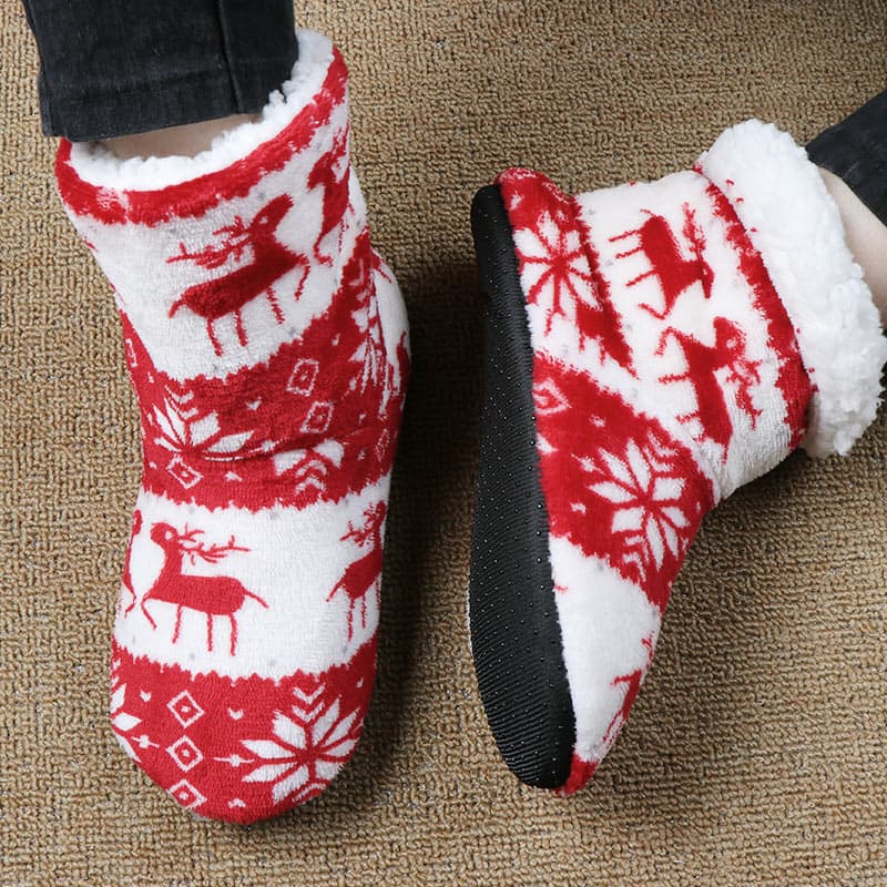 Pantuflas Alce Navidad Cálidas de Felpa para Casa