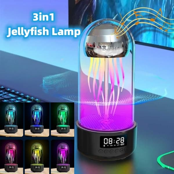 Lámpara Medusa 3 en 1 con Reloj, Luz Respirante y Altavoz Bluetooth