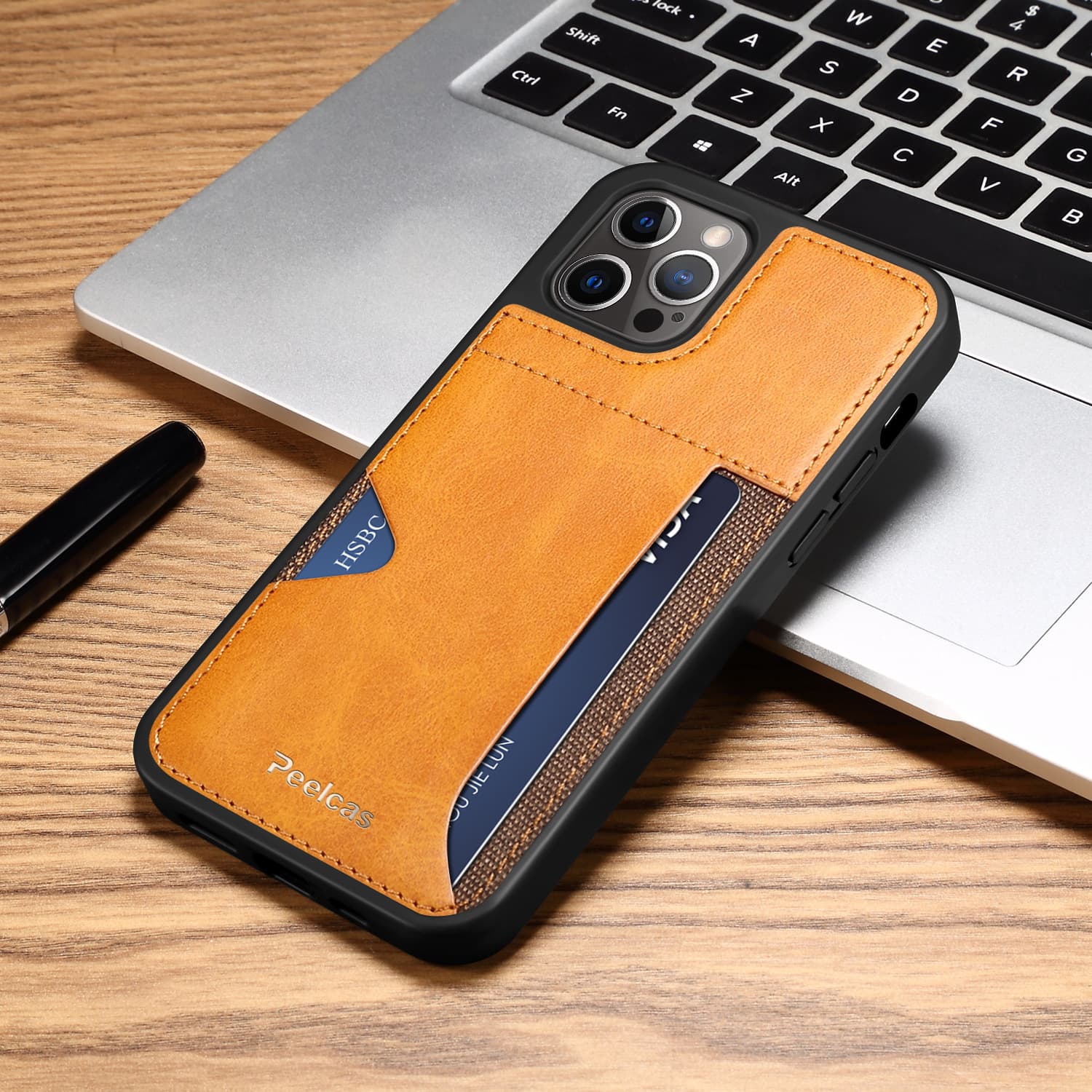 Funda Cuero Ejecutiva con Tarjetero para Teléfono