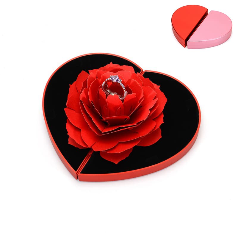 Caja Joyero Corazón Rotativo con Rosas 3D