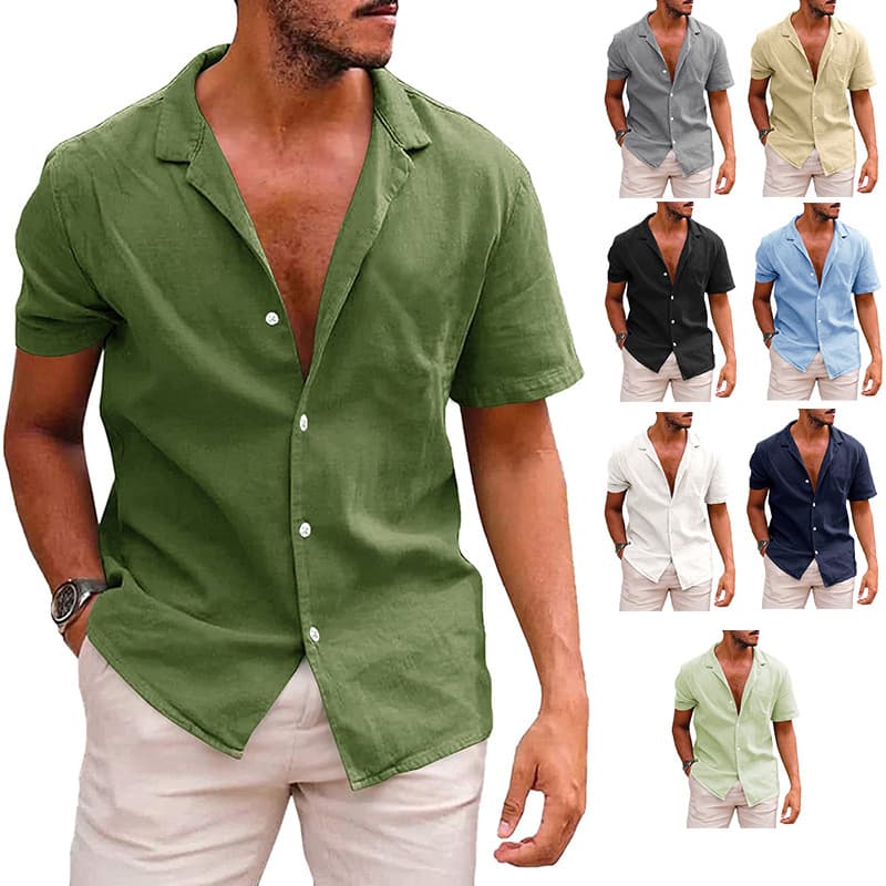 Camisa Casual Hombre Manga Corta Playa Verano