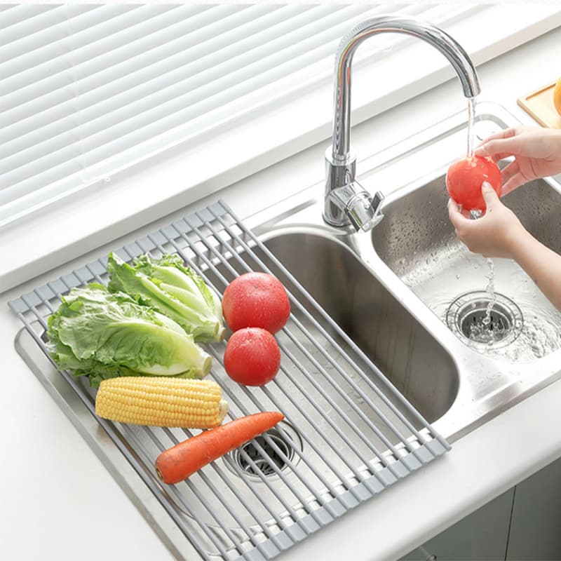 Escurridor de Fregadero Plegable Acero Inoxidable