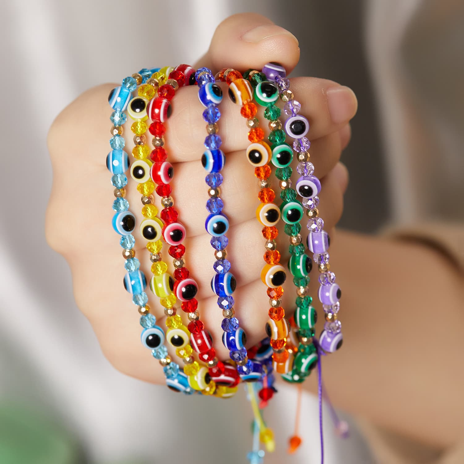 Pulsera Ajustable de Cristal con Ojo