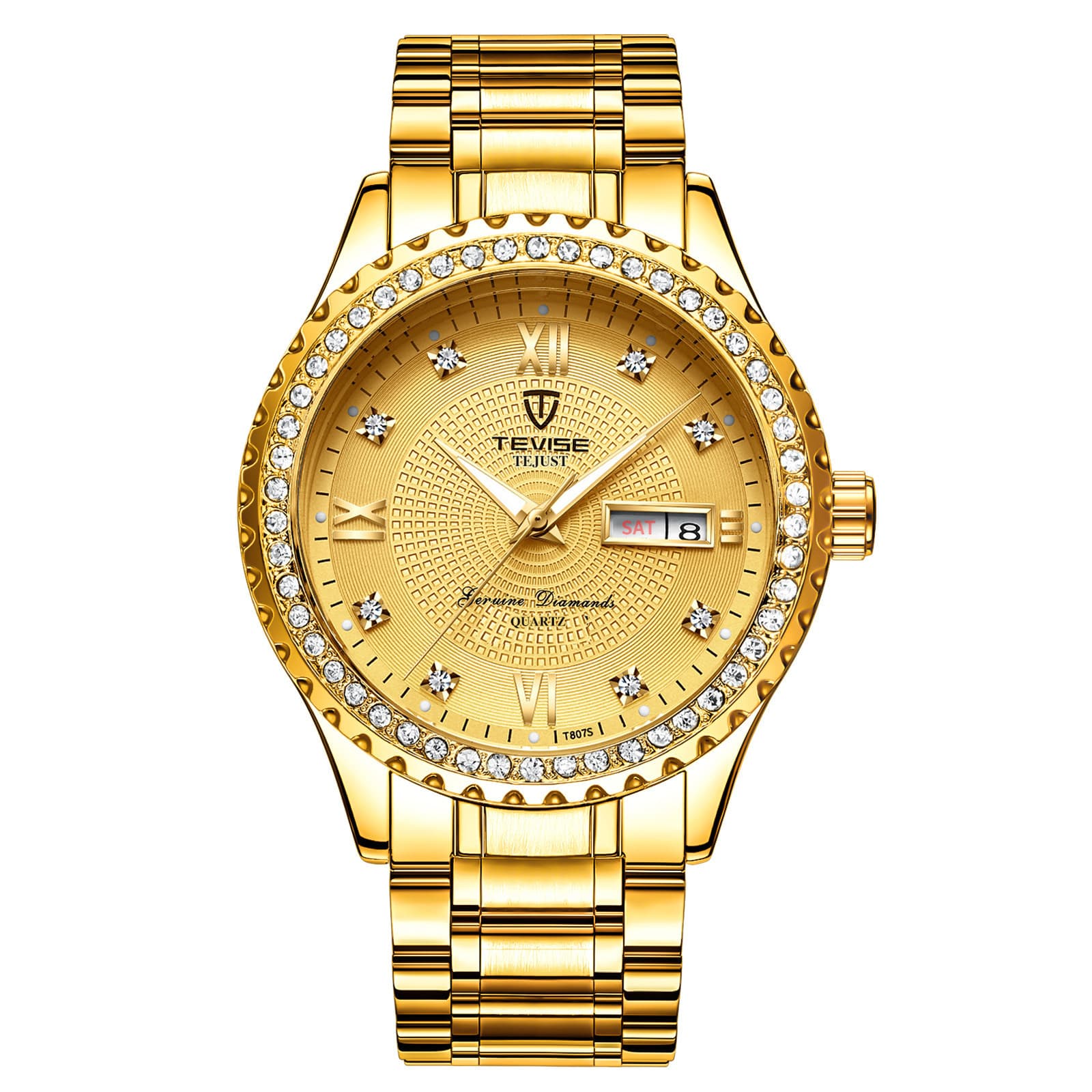 Reloj de Pareja Cuarzo Dorado Minimalista con Diamantes