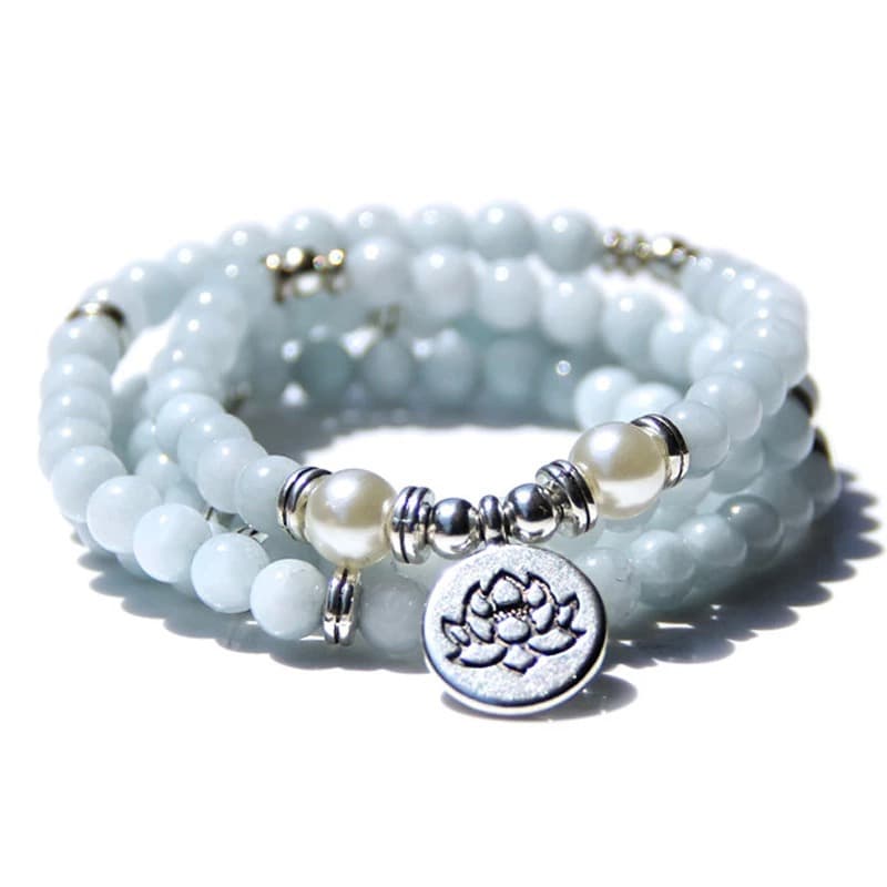 Pulsera Ojo de Tigre 108 Cuentas Budistas con Collar Loto