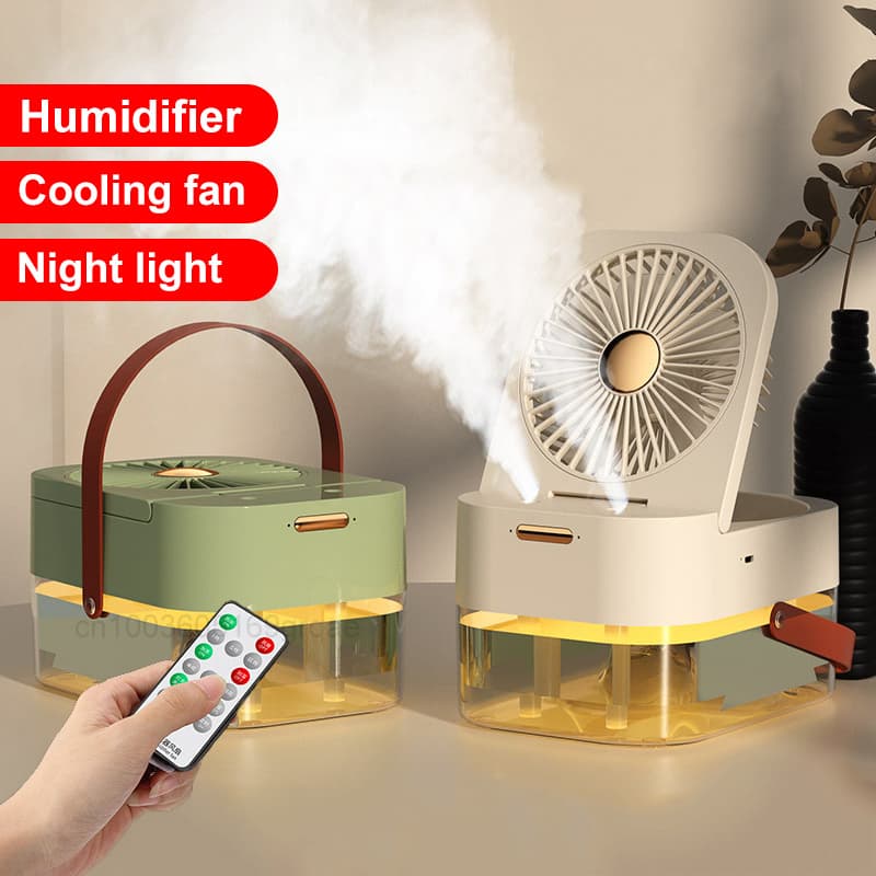 Ventilador Portátil con Humidificador y Luz Nocturna