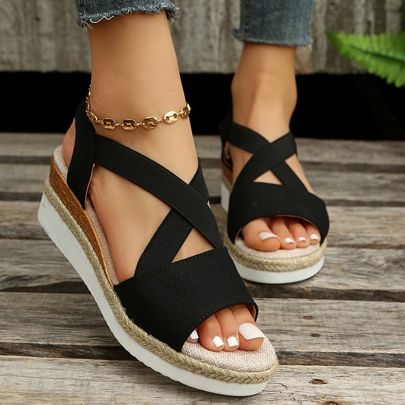 Sandalias Cuña Mujer Plataforma Gladiador Correa Cruzada