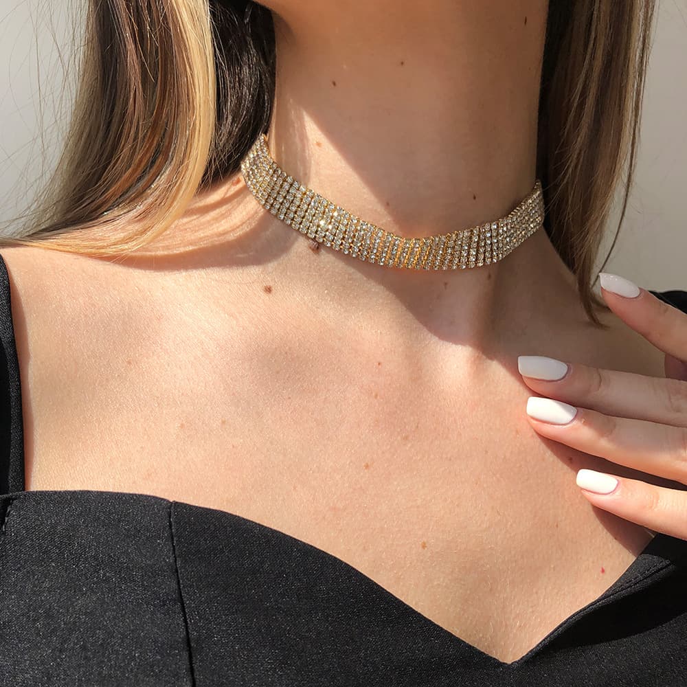 Collar Trendy Mujer Strass Brillantes Aleación