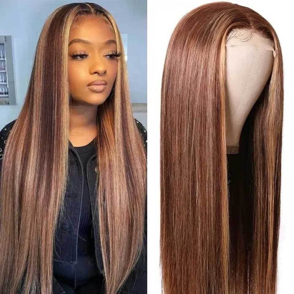 Peluca de Cabello Natural con Encaje Frontal 4x27T