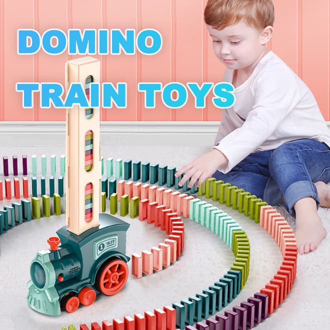Tren de Dominó Eléctrico con Bloques Constructivos