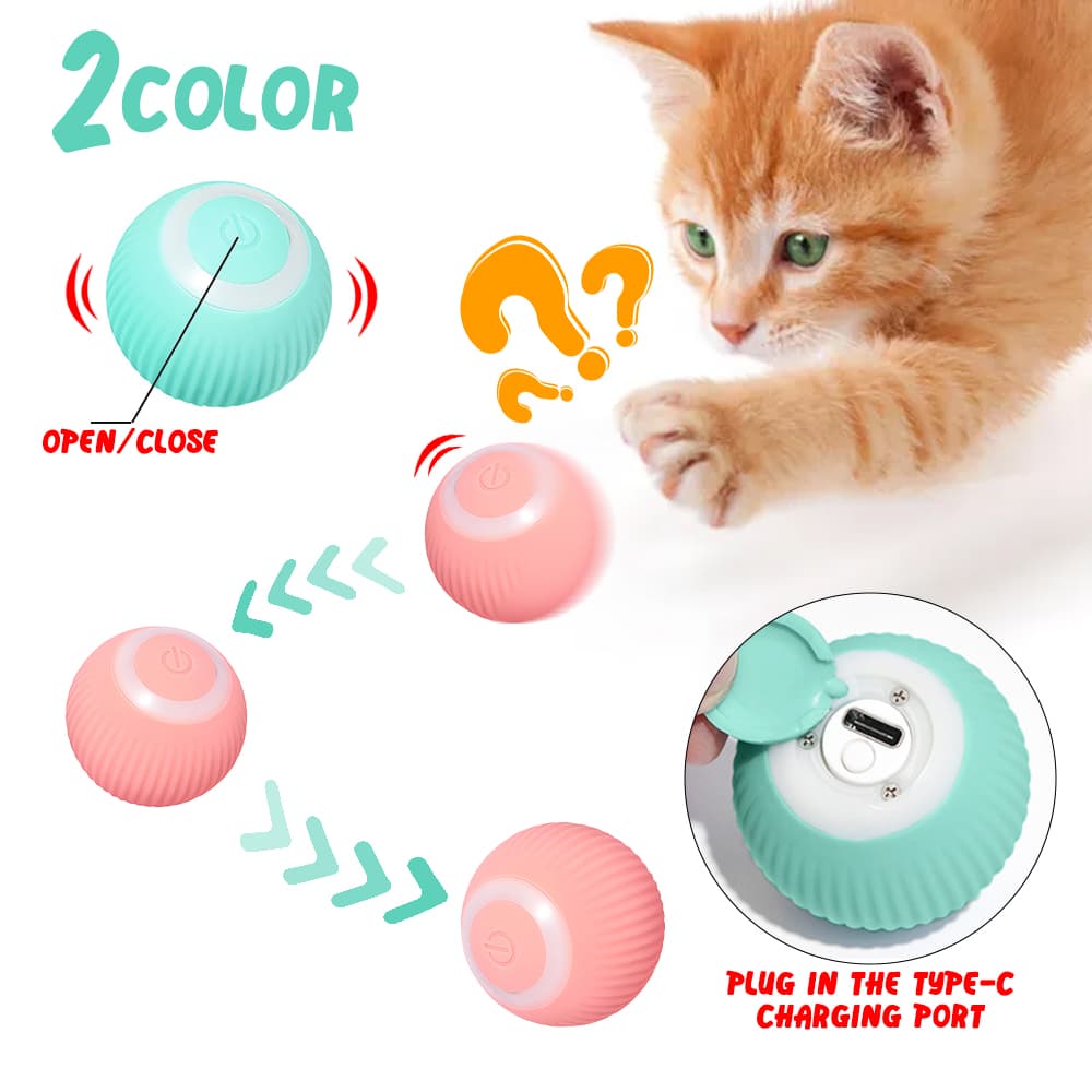 Pelota Inteligente Automática Rodante para Gatos