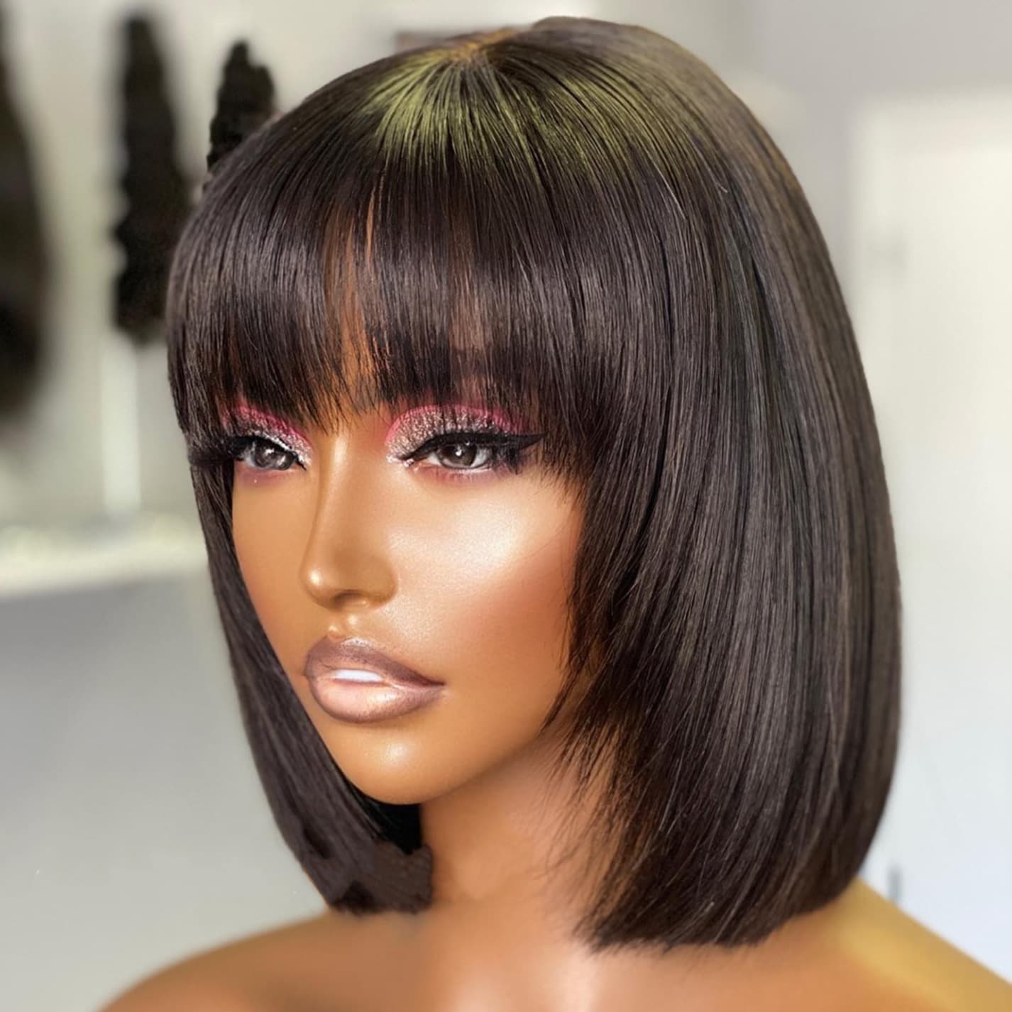 Peluca Bob de Cabello Natural con Encaje