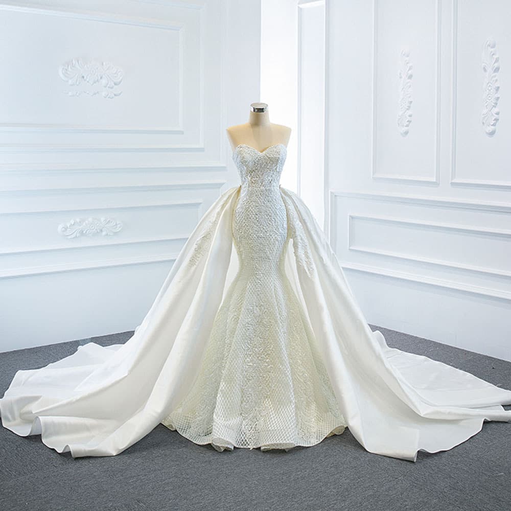 Vestido de Novia Sirena con Escote Tubo Ajustado