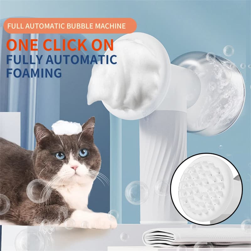 Cepillo de Baño Automático con Dispensador de Champú para Perros y Gatos