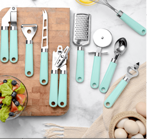 Utensilios de Cocina con Mango de Plástico y Acero Inoxidable