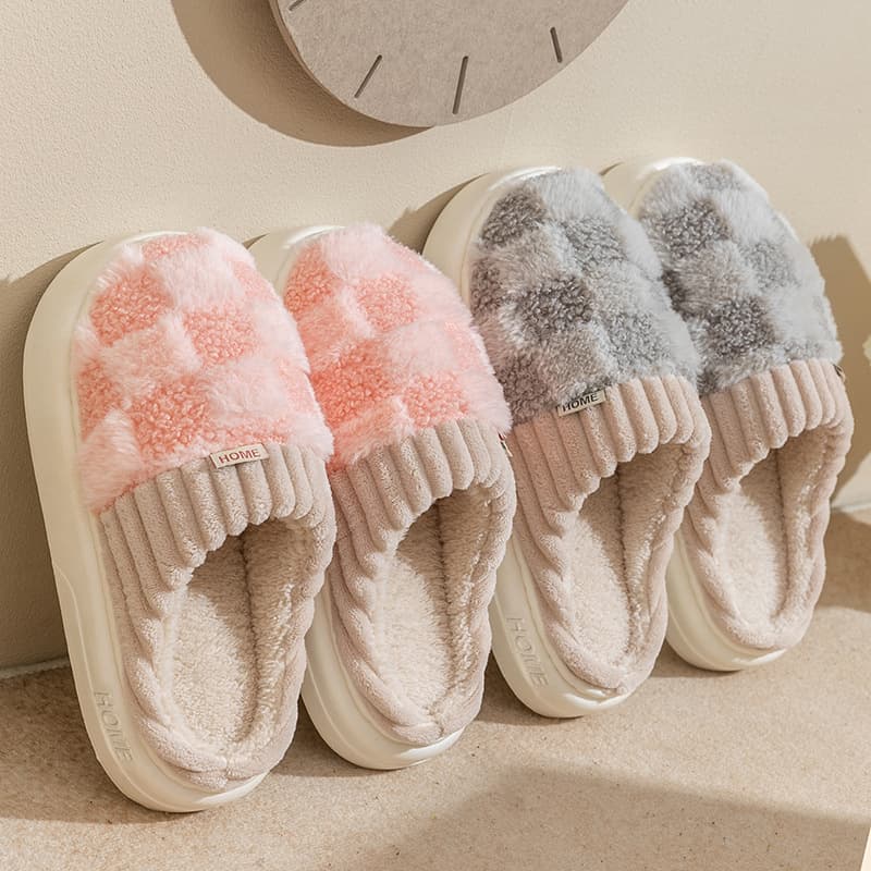 Zapatillas de Casa Mujer Cuadros Suela Antideslizante
