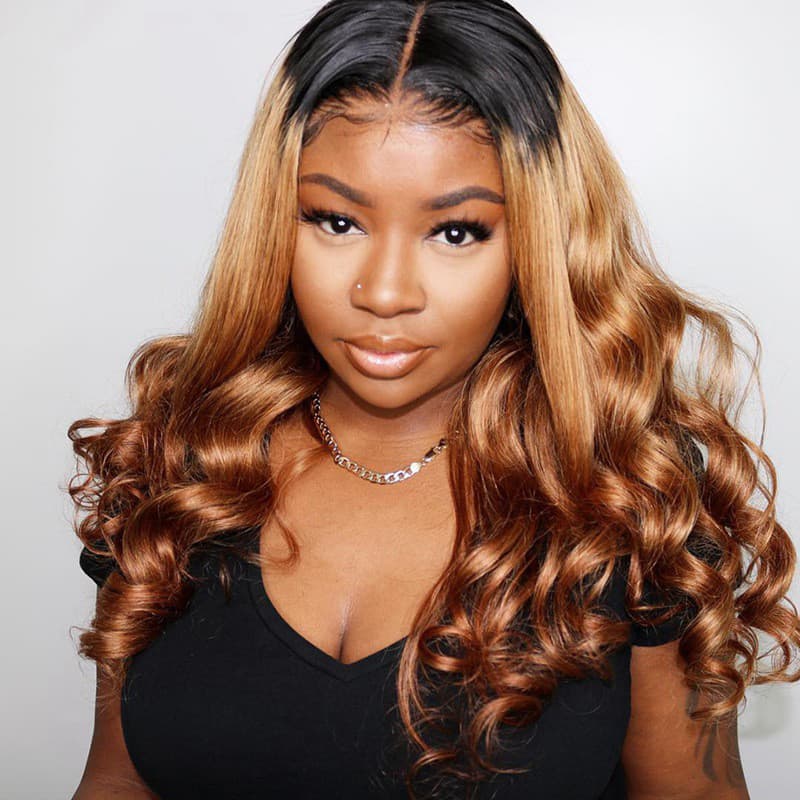 Peluca Frontal de Encaje Cabello Humano Remy Ombre