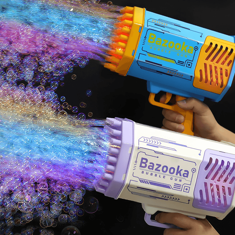 Pistola de Burbujas Cohete 69 Agujeros con Luz LED