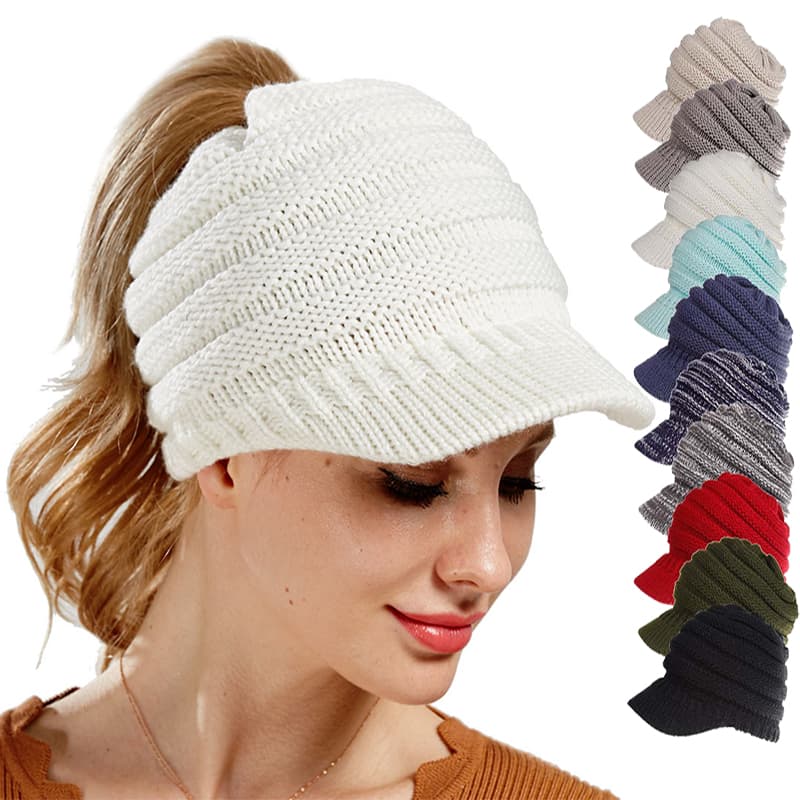 Gorro Mujer Coleta Invierno Punto Suave
