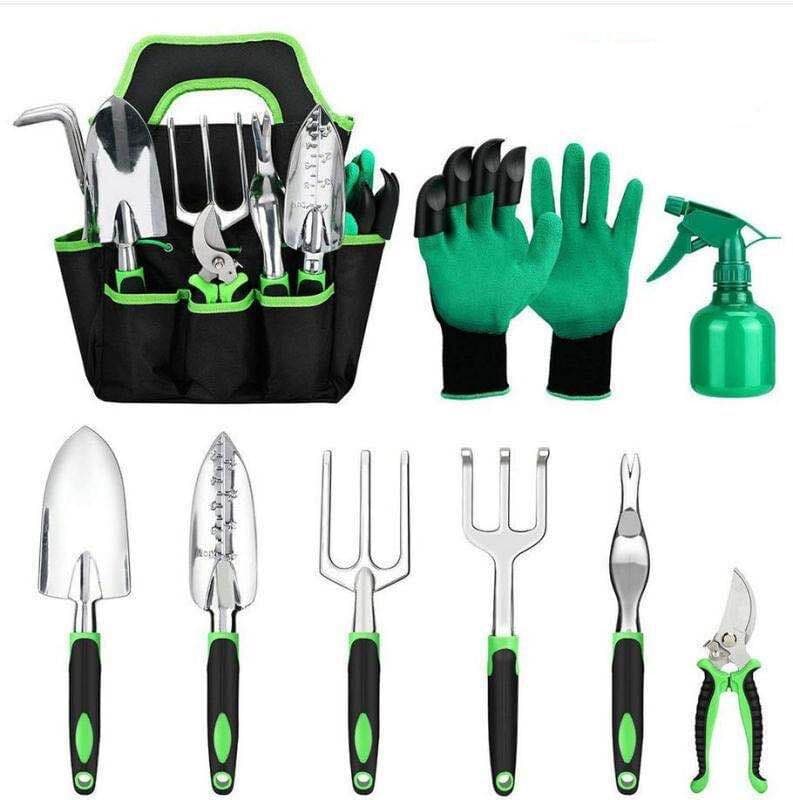 Set 9 piezas herramientas de jardín con mango silicona