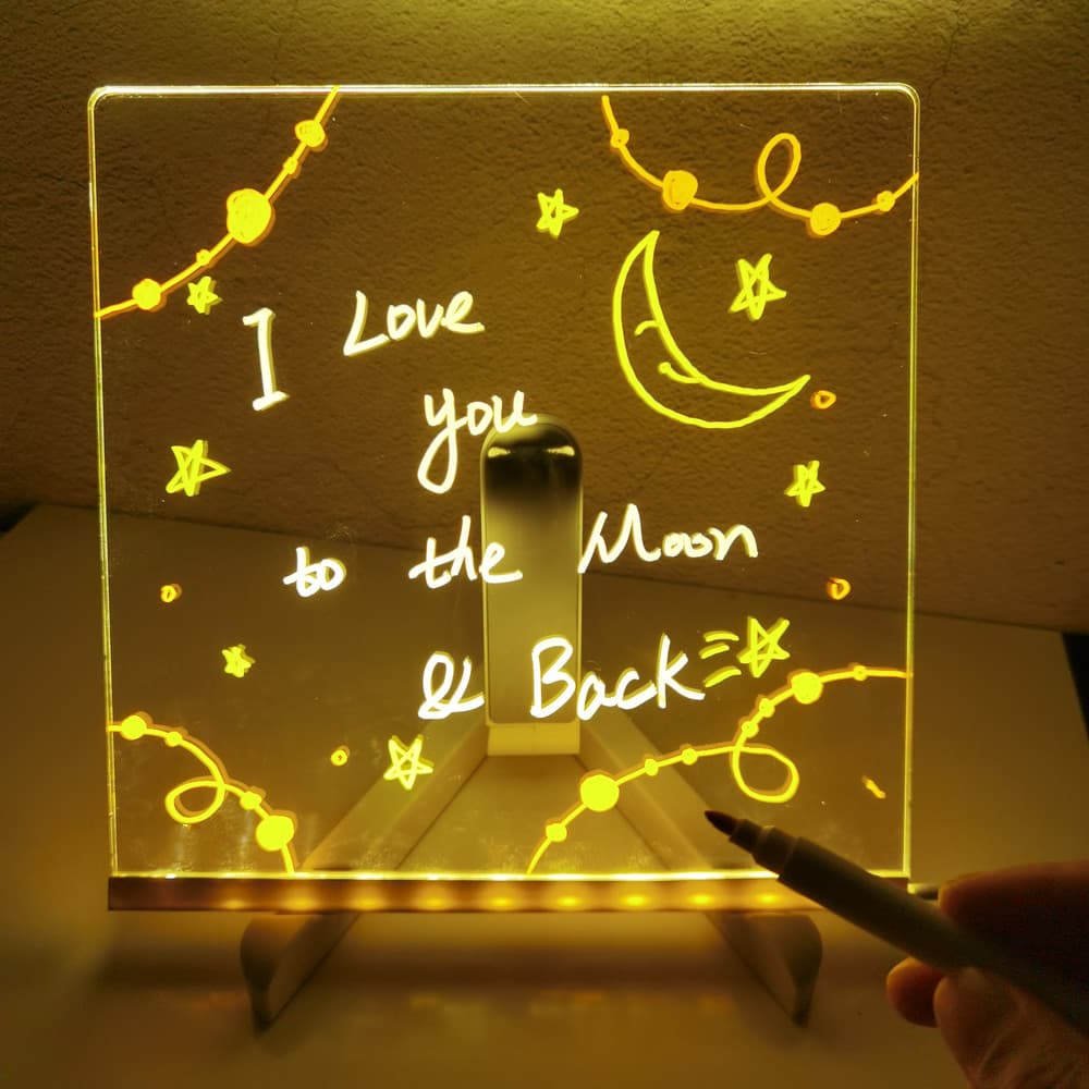 Tablero LED de Acrílico con Luz Nocturna y 7 Marcadores