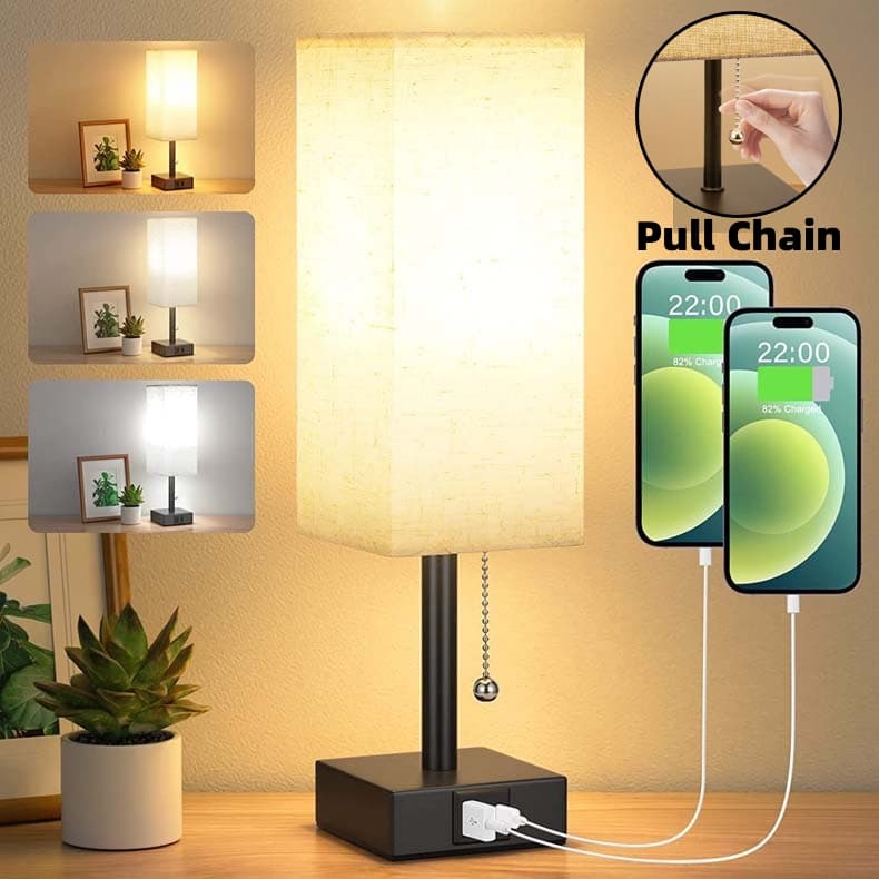 Lámpara de mesilla con carga USB y 3 niveles de brillo