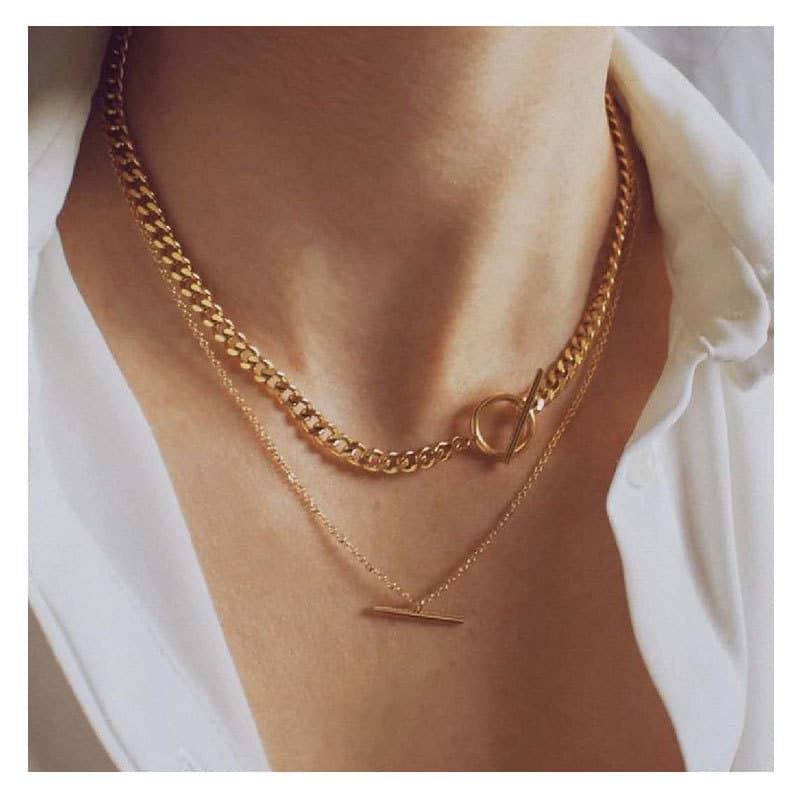 Collar Doble Cadena OT con Colgante