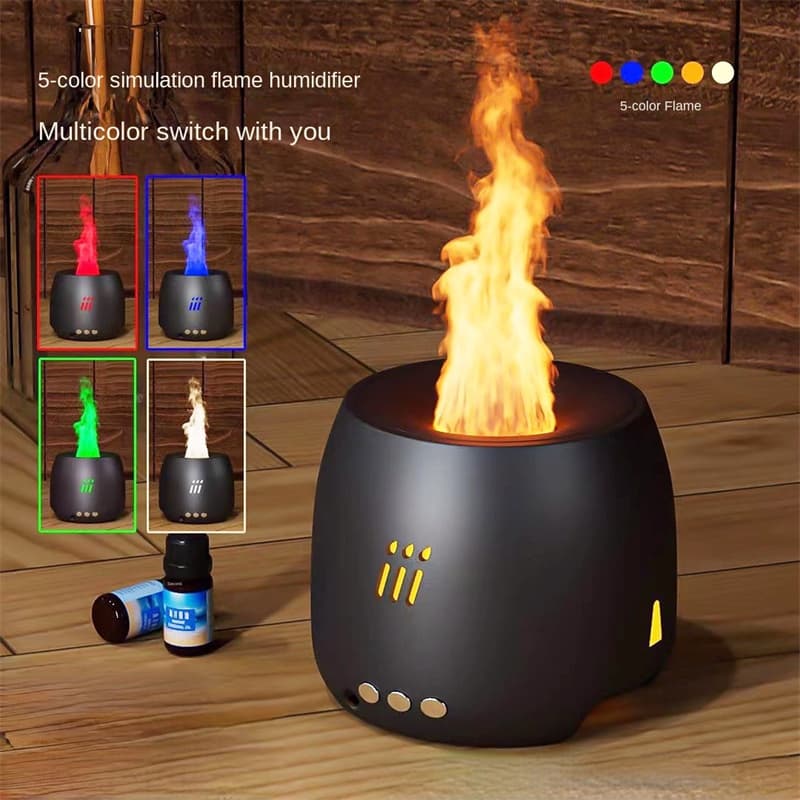 Difusor de Aroma con Efecto Llama LED y Humidificador Ultrasónico