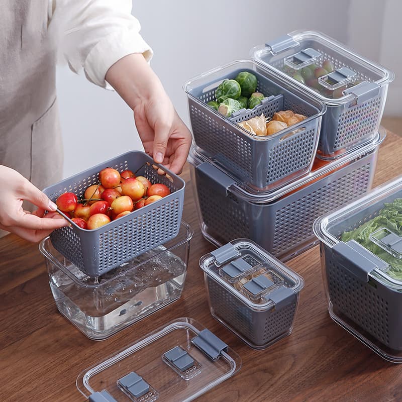 Contenedor de almacenamiento con tapa para frigorífico