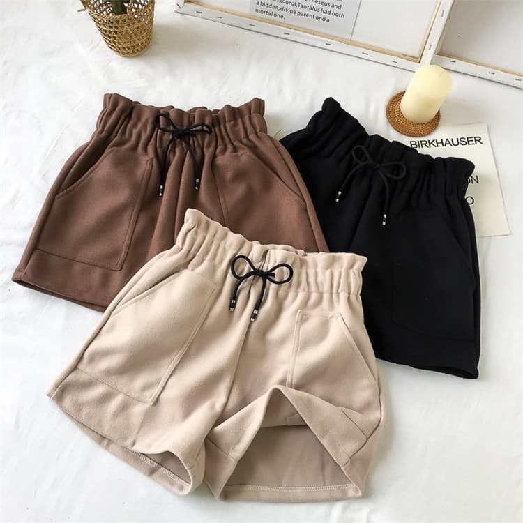 Pantalones Cortos Mujer Cintura Alta Pierna Ancha