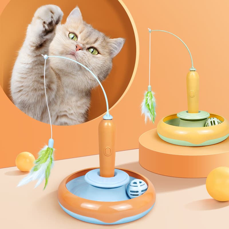 Juguete Interactivo 2 en 1 para Gatos con Plumas